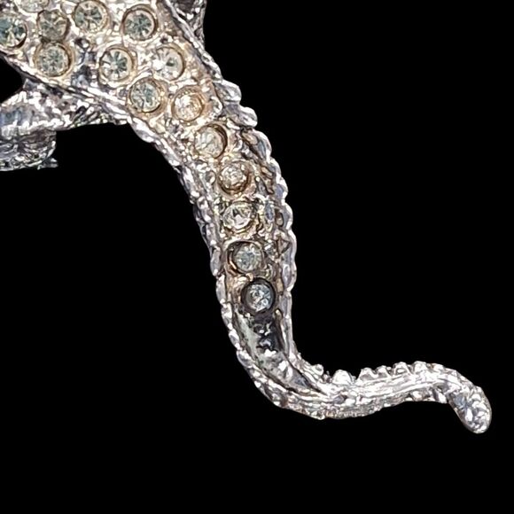 Crystal Gator Croc Brooch Lizard Salamander Gecko Chameleon Alligator Lapel Pin - Picture 10 of 15